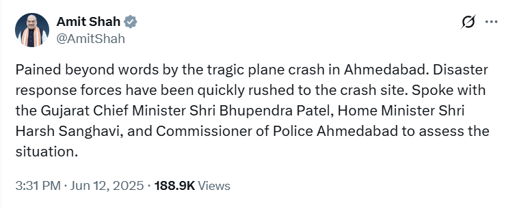 Union Home Minister Amit Shah tweets - PNN News